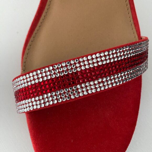Material Girl Red Strappy Sandals with Rhinestones - Picture 8 of 8